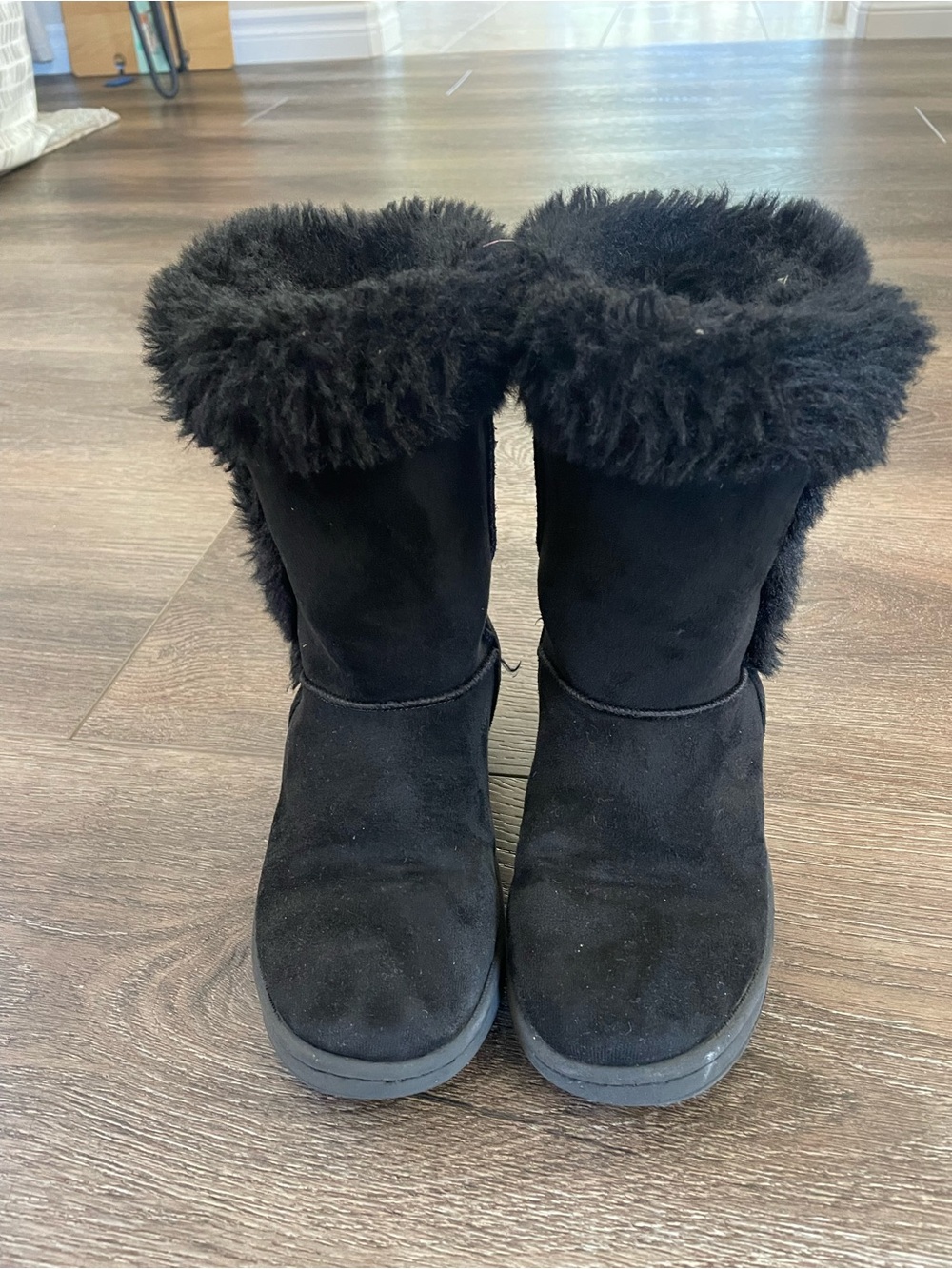 Girls  Black Faux-Shearling Winter Boots